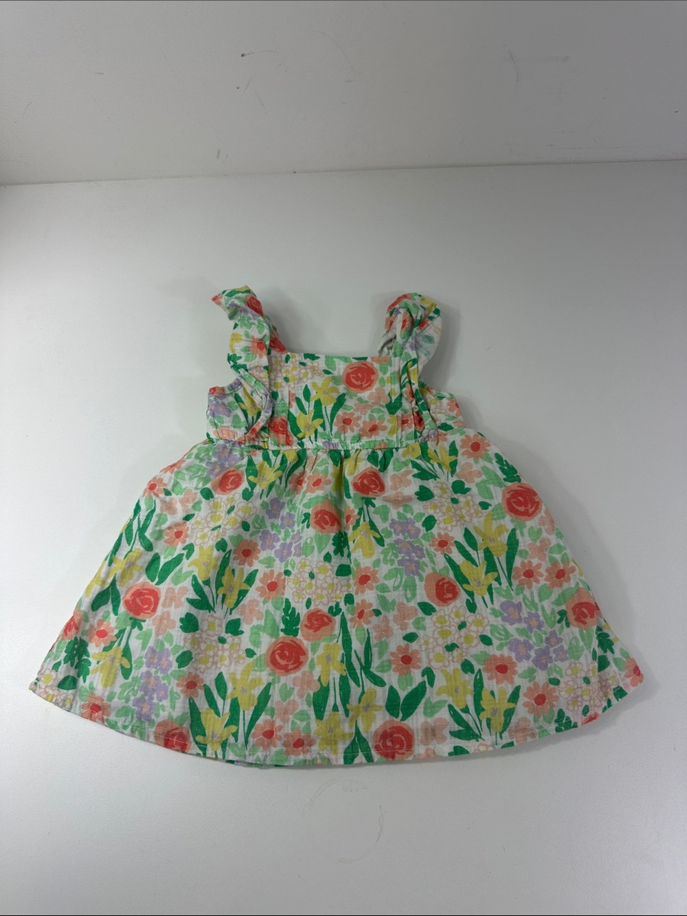 Cat&Jack Size 12 Months Floral Sleeveless Baby Dress - Coral, Green & Lavender